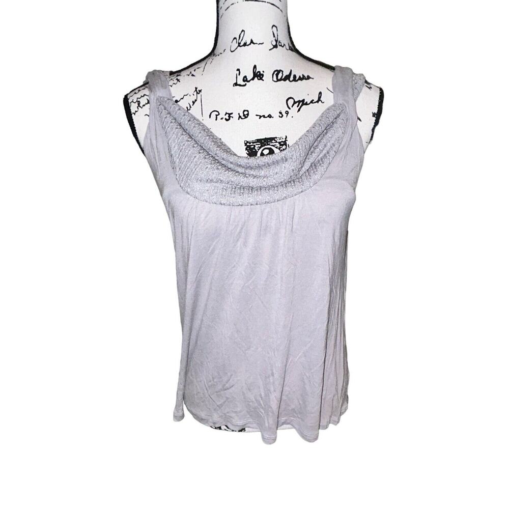 Anthropologie Vanessa Virginia Gray Tweed Cowl‎ Neck Sleeveless Top Small